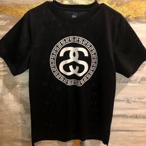 Black Mesh Stussy Heavy Duty Short Sleeve